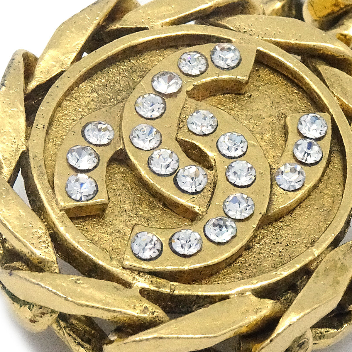 CHANEL 1988 Crystal & Gold CC Earrings Clip-On 23 27273