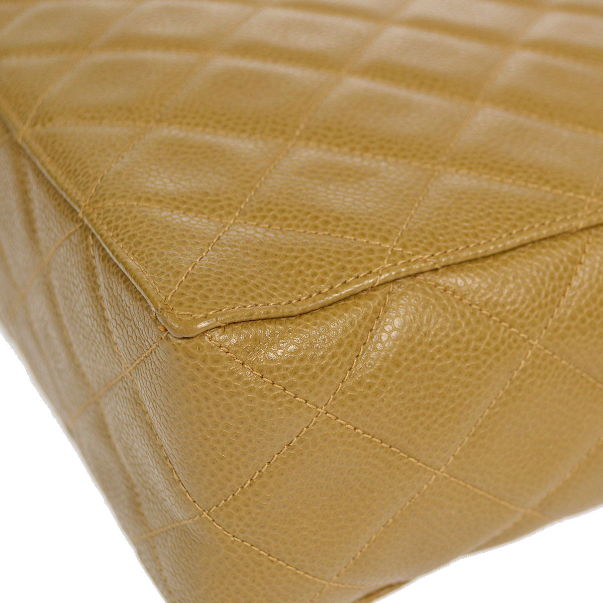 CHANEL * 1996-1997 Flap Box Vanity Shoulder Bag Small Beige Caviar