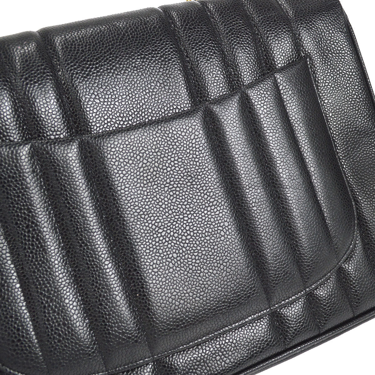 Chanel★ 1991-1994 Vertical Classic Flap Jumbo Black Caviar 27226