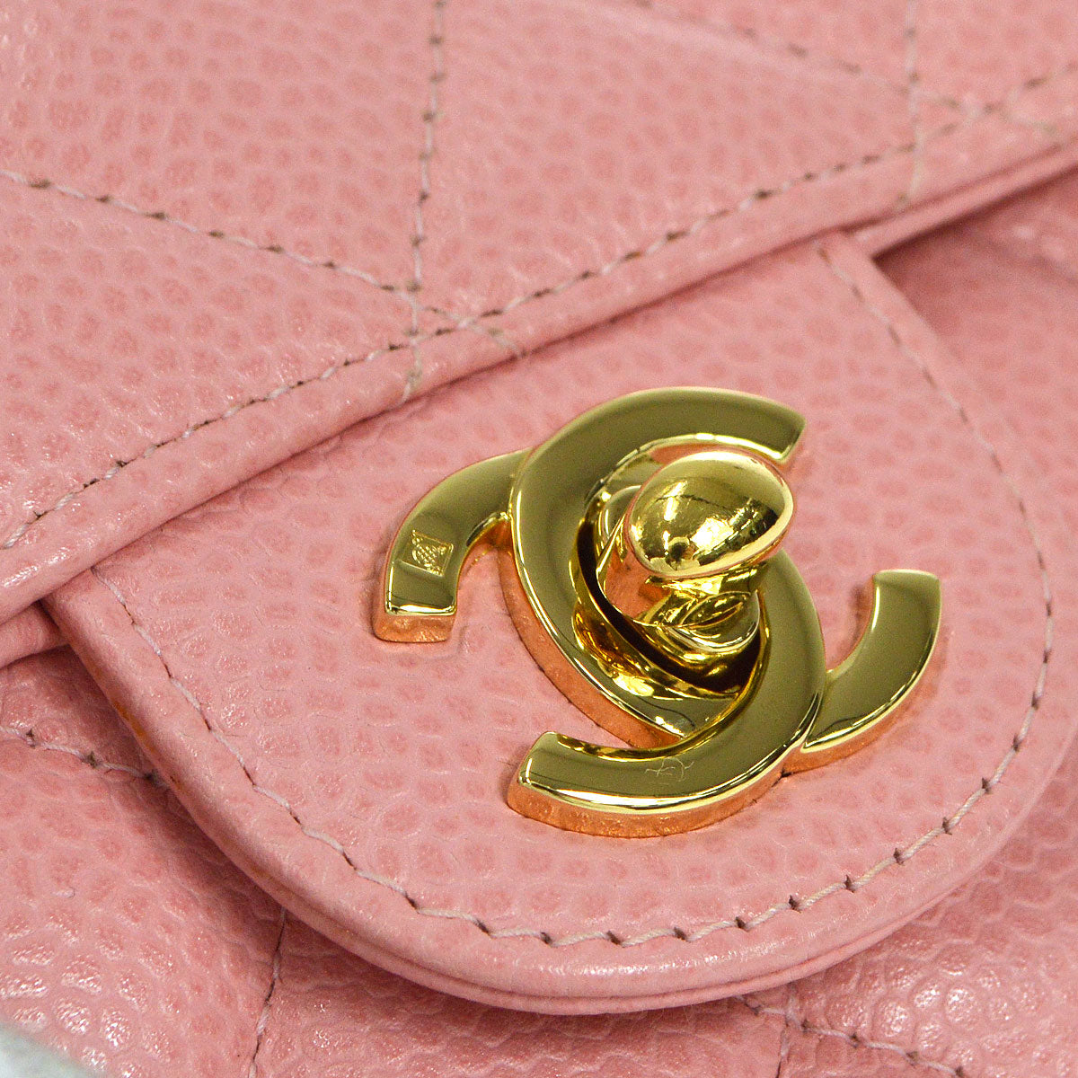 Chanel★ 2003-2004 Classic Square Flap Mini 17 Pink Caviar 57685