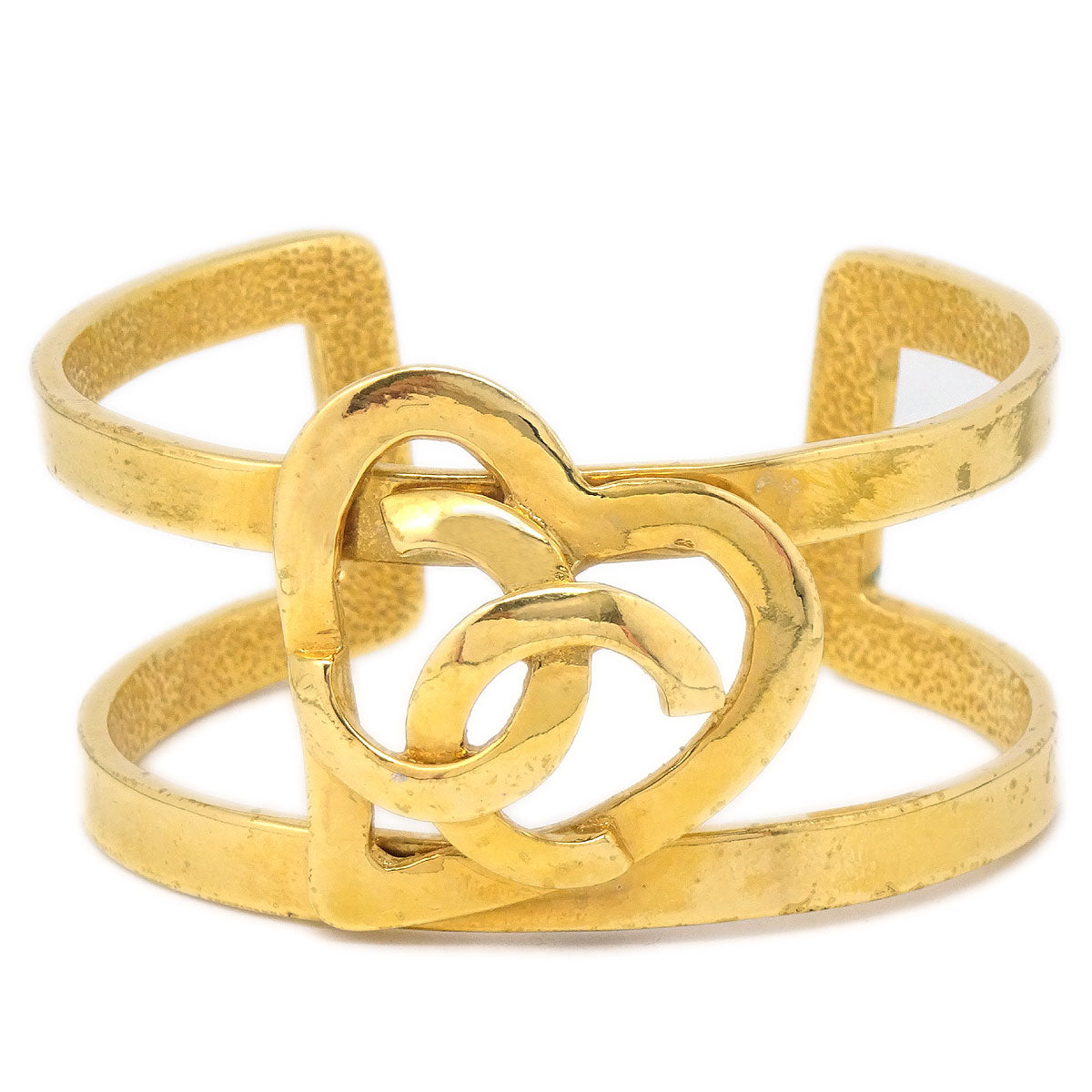 CHANEL 1995 Heart Bangle Gold 95P 48771