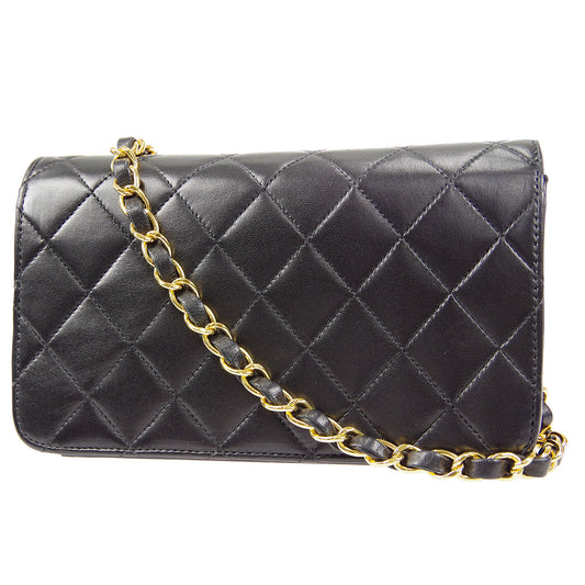 CHANEL Full Flap Chain Shoulder Bag Black Lambskin