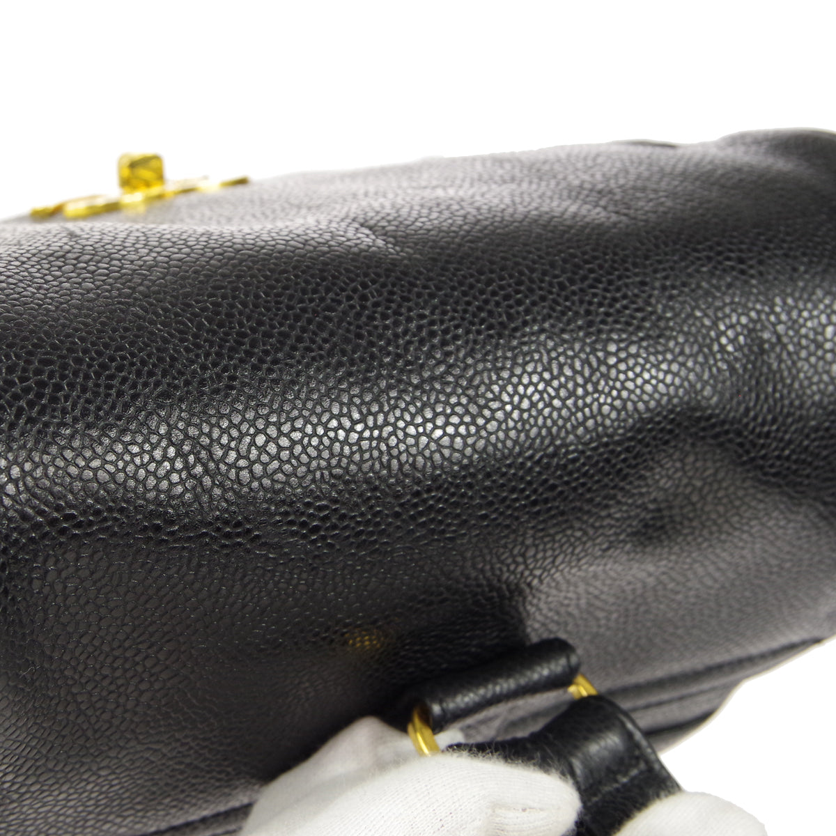 CHANEL Triple CC Backpack Bag Black Caviar 86761