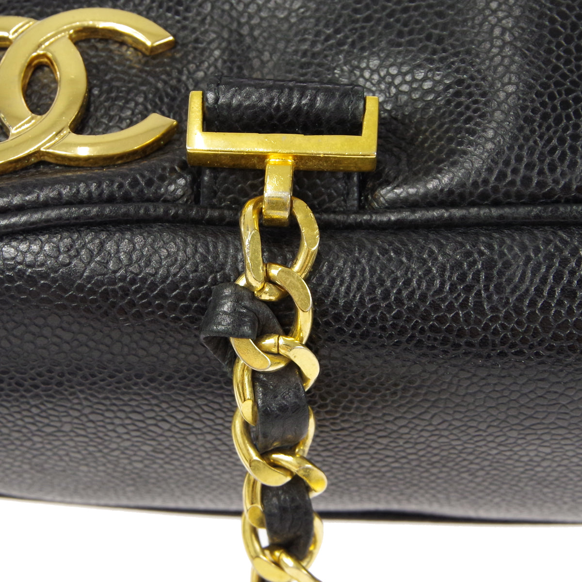 CHANEL Triple CC Backpack Bag Black Caviar 86761