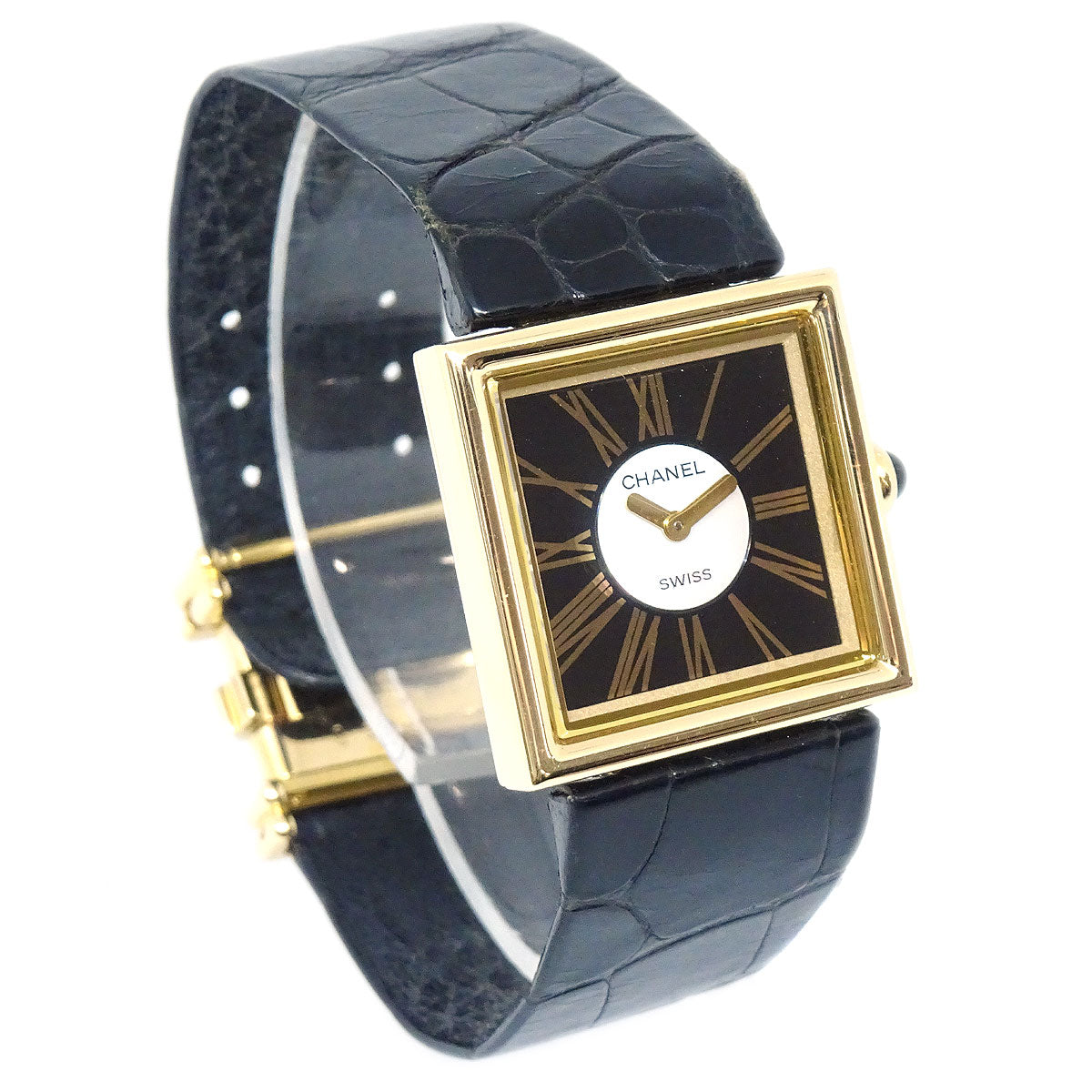 Chanel 1989 Mademoiselle Watch Quartz 18KYG Crocodile