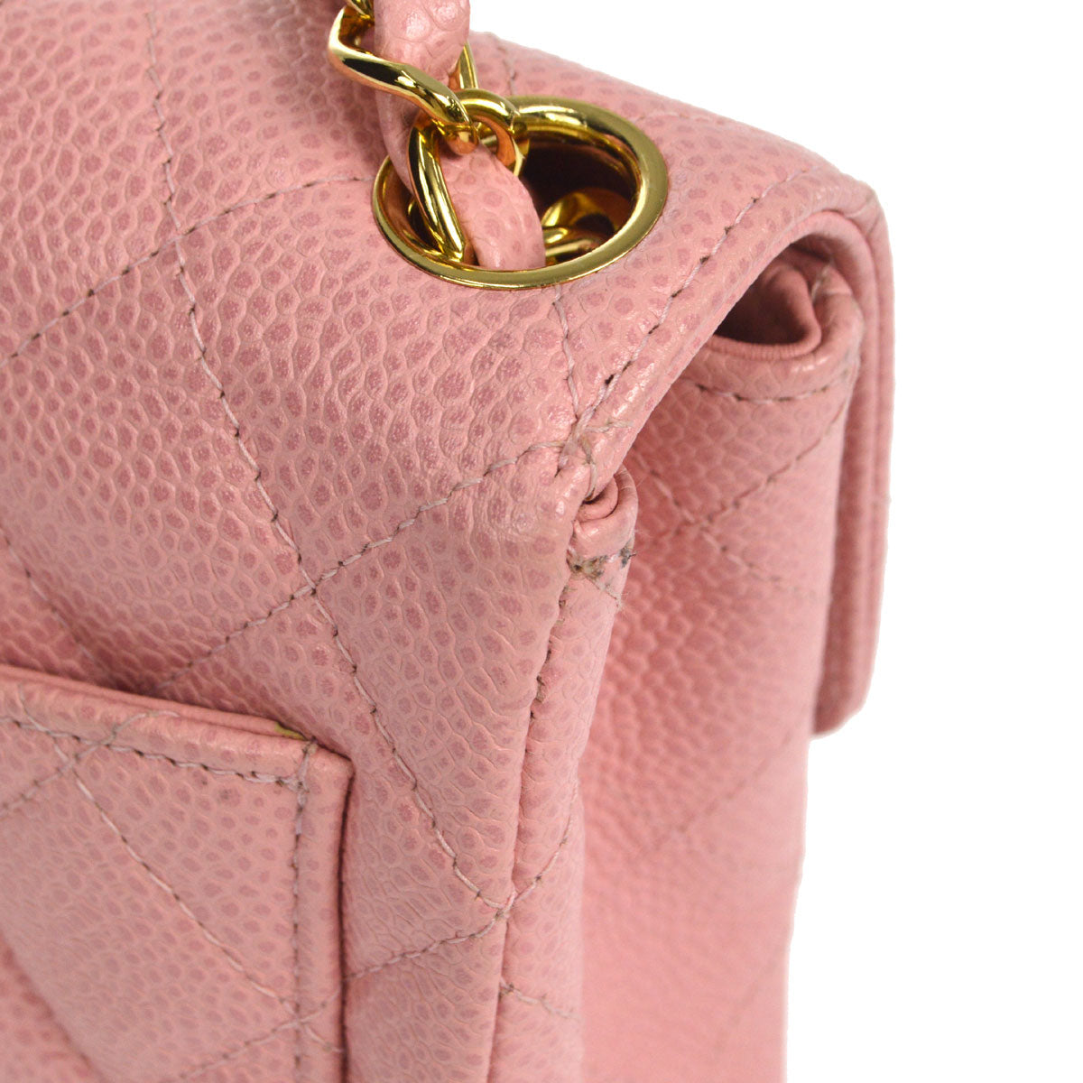 Chanel★ 2004-2005 Classic Flap Mini Square 17 Pink Caviar 76897