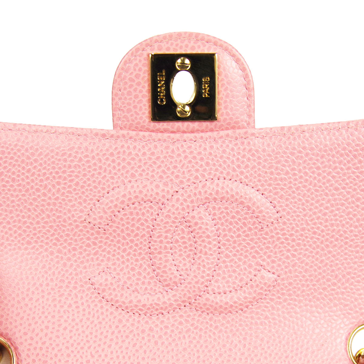 Chanel★ 2004-2005 Classic Flap Mini Square 17 Pink Caviar 76897