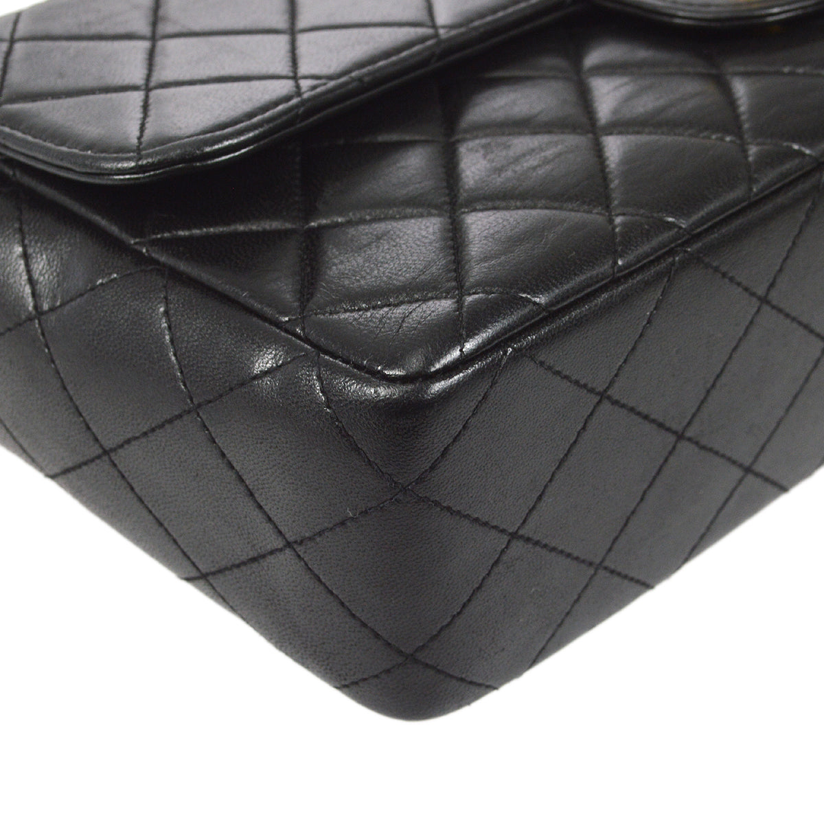 Chanel 1991-1994 Classic Flap Handbag Medium Black Lambskin
