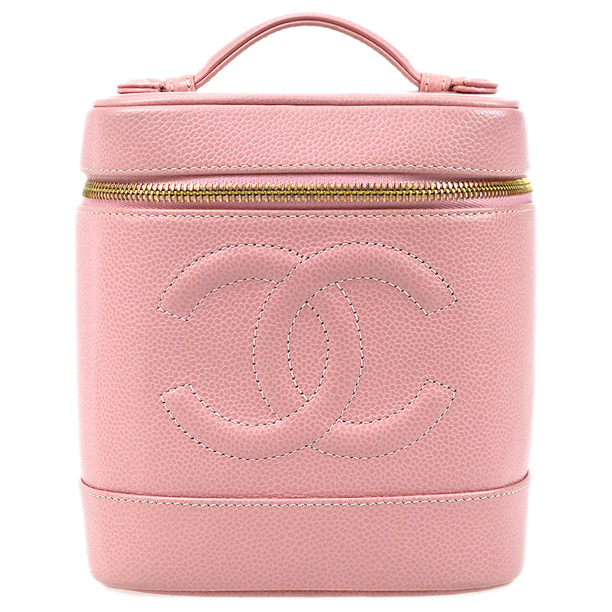 CHANEL 2003-2004 Timeless Vanity Handbag Pink Caviar