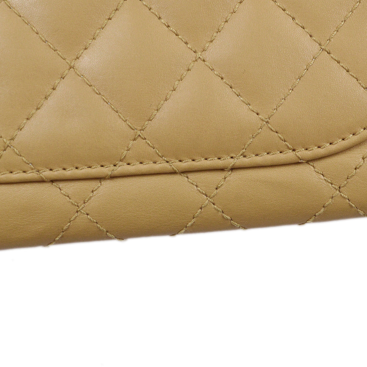 CHANEL Plastic Chain Shoulder Bag Beige Lambskin 87983