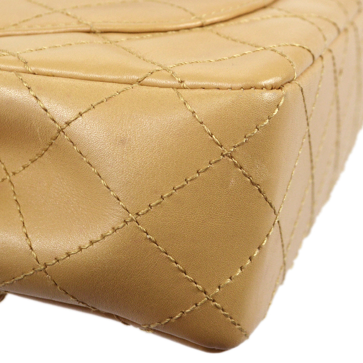 CHANEL Plastic Chain Shoulder Bag Beige Lambskin 87983