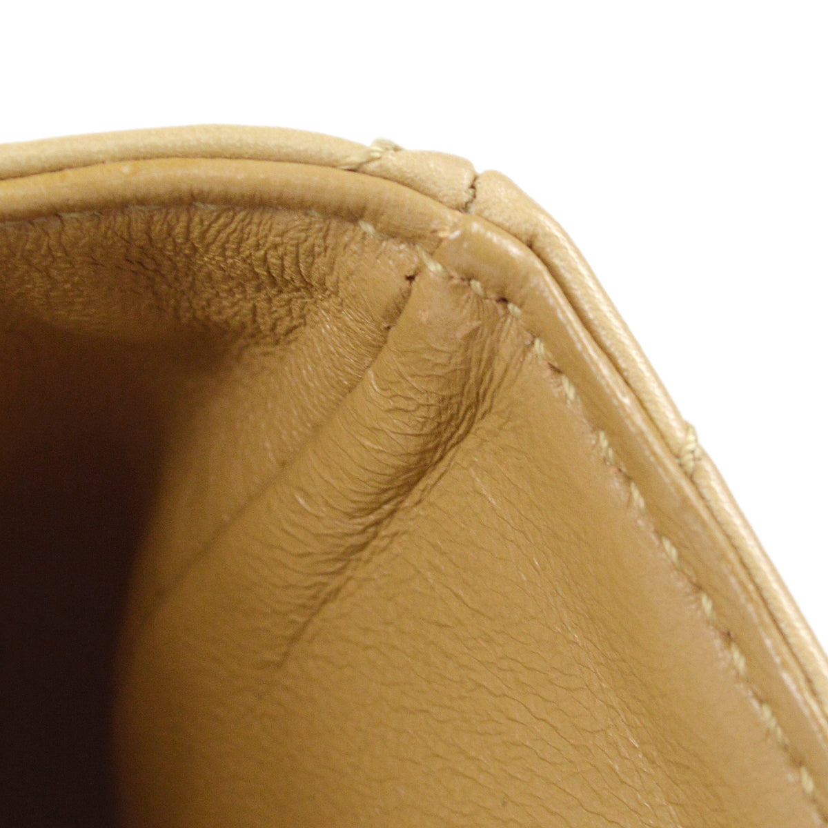 CHANEL Plastic Chain Shoulder Bag Beige Lambskin 87983