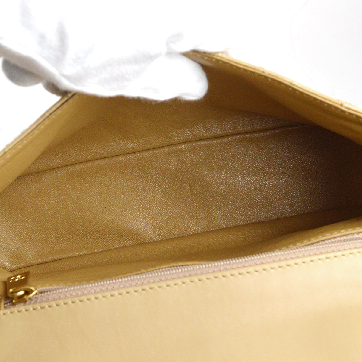 CHANEL Plastic Chain Shoulder Bag Beige Lambskin 87983