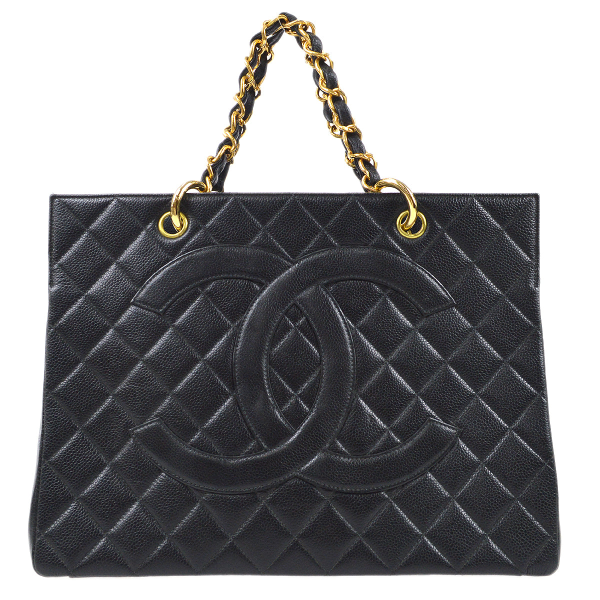 CHANEL 1997-1999 Chain Tote Black Caviar 87551