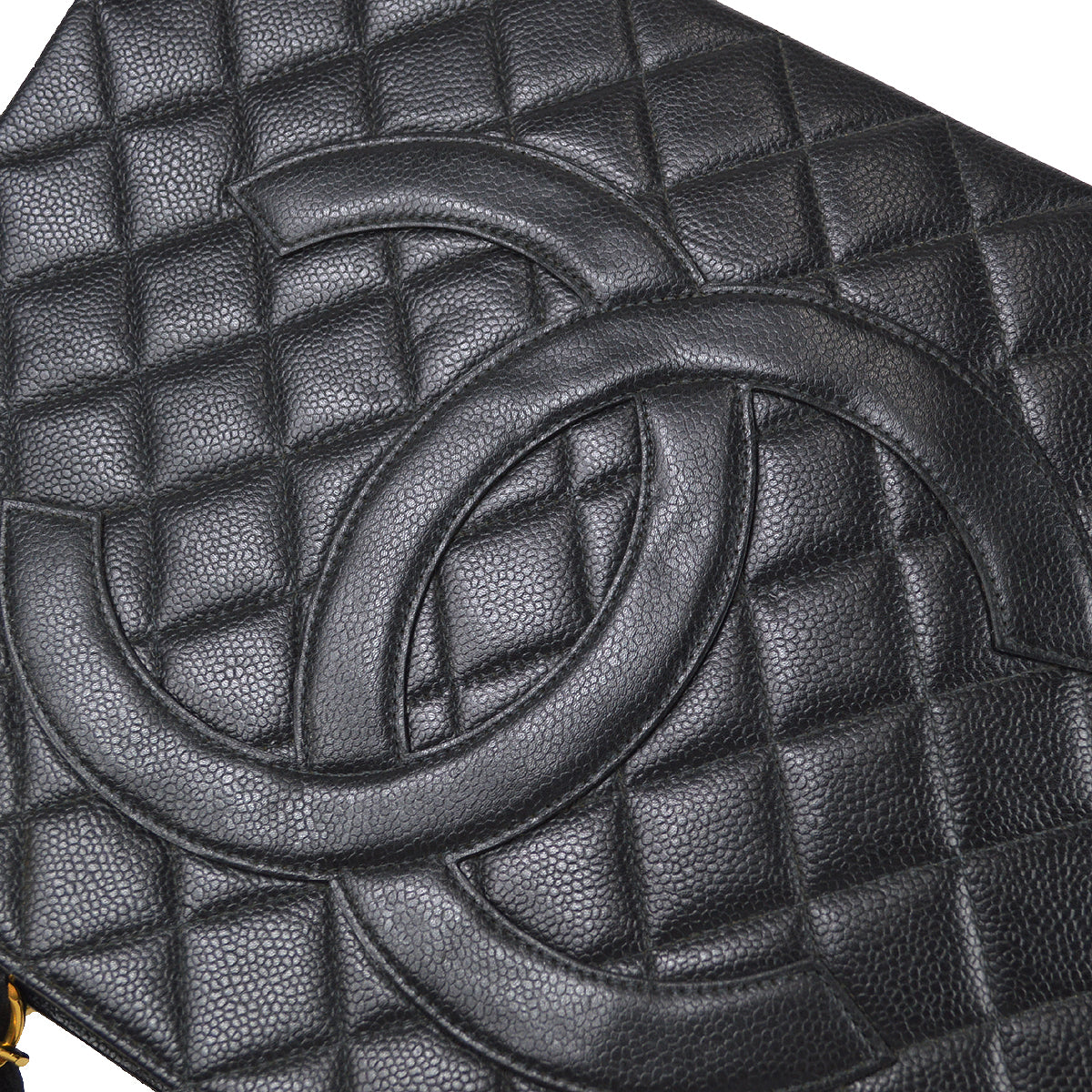 CHANEL 1997-1999 Chain Tote Black Caviar 87551