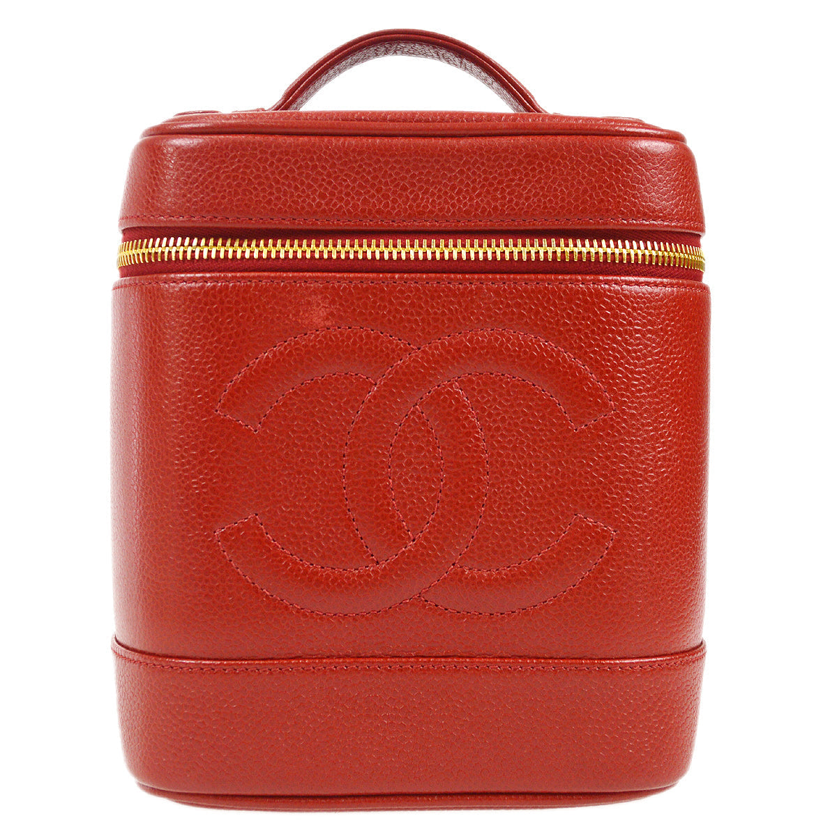Chanel 1996-1997 Timeless Vanity Handbag Red Caviar