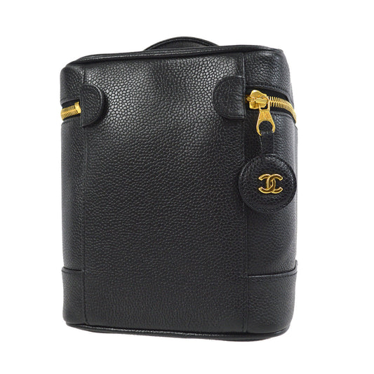 CHANEL Cosmetic Vanity Handbag Black Caviar 87942