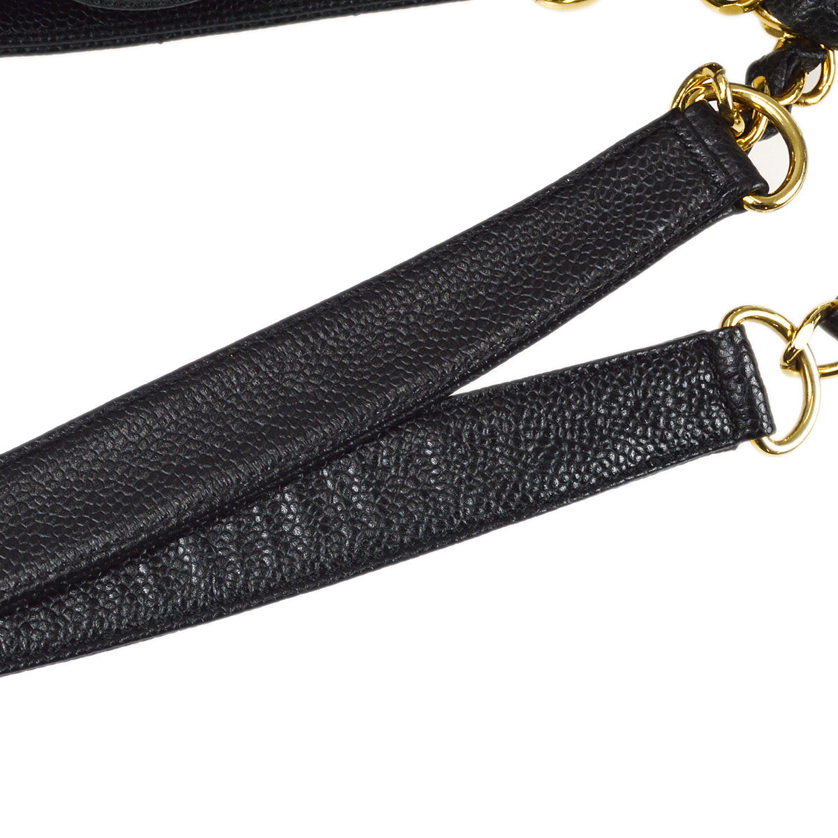 CHANEL Petite Shopping Tote PST Chain Hand Tote Bag Black Caviar 97336