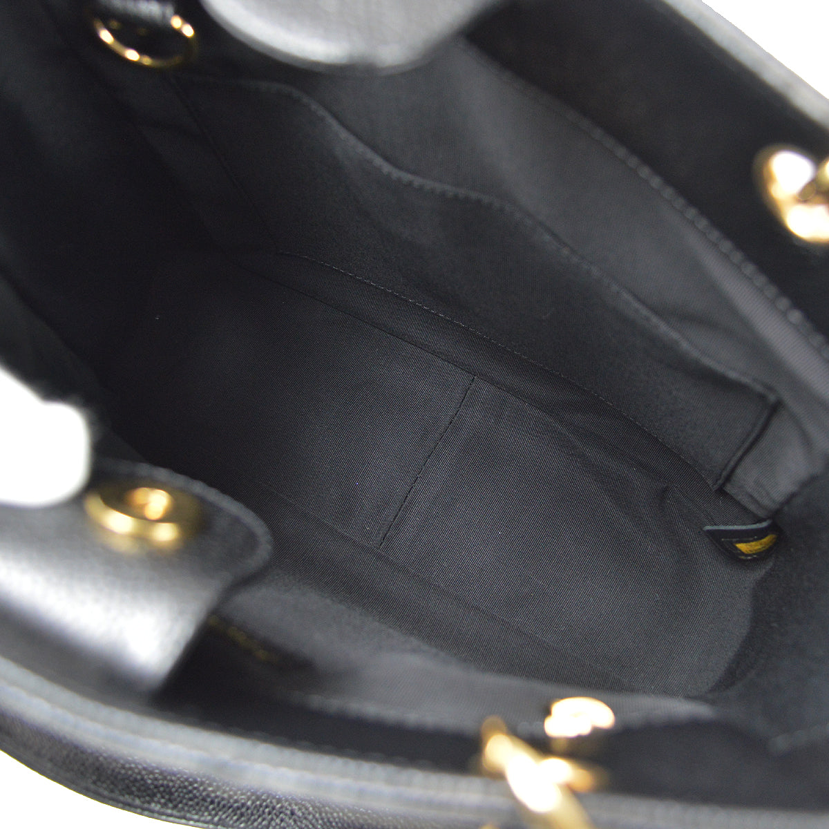 CHANEL Petite Shopping Tote PST Chain Hand Tote Bag Black Caviar 97336