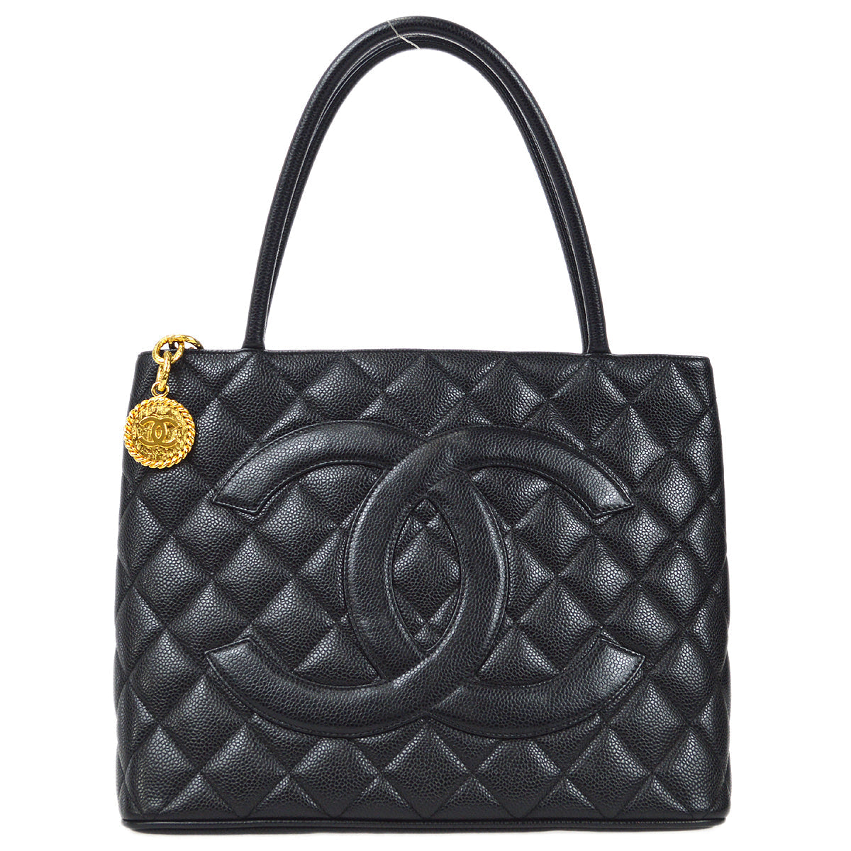 CHANEL 2000-2001 Medallion Tote Black Caviar 97414