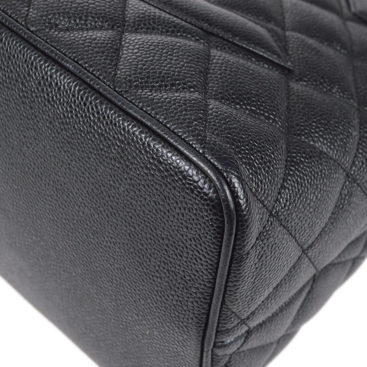 CHANEL Medallion Tote Handbag Black Caviar 97442