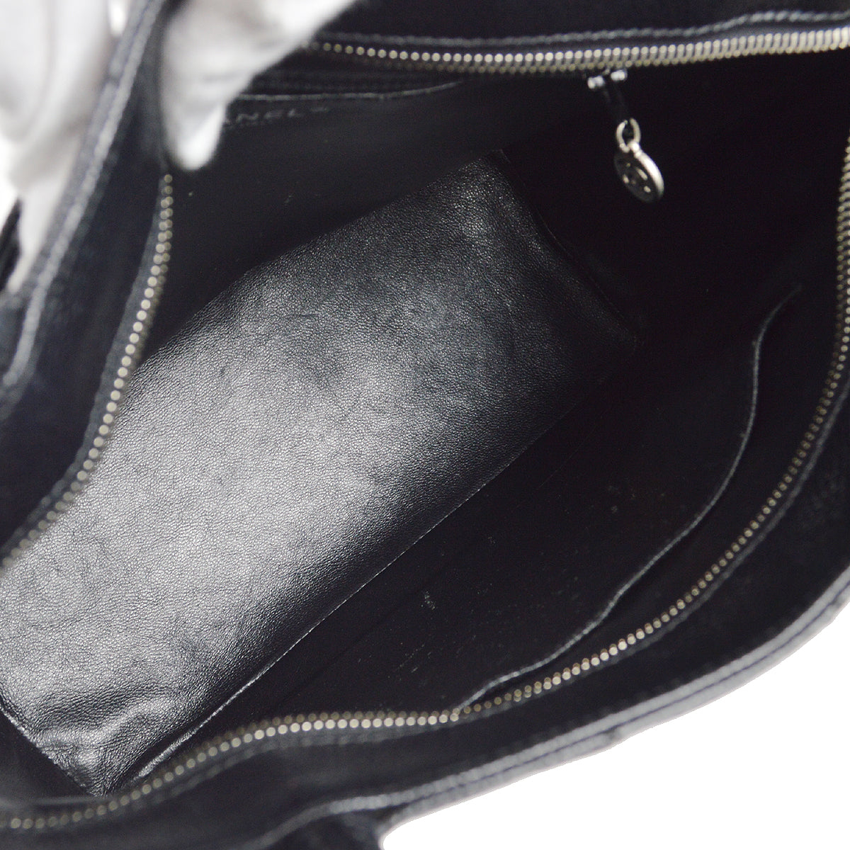 CHANEL Medallion Tote Handbag Black Caviar 97442