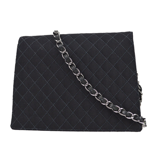 CHANEL 2004-2005 Emblem Chain Shoulder Bag Black 97457