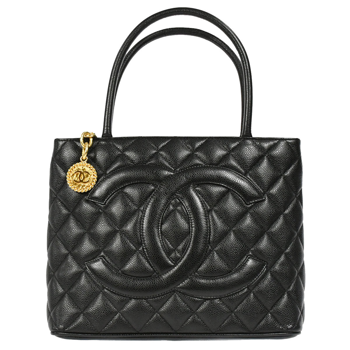 CHANEL 2001-2003 Medallion Tote Black Caviar 97471