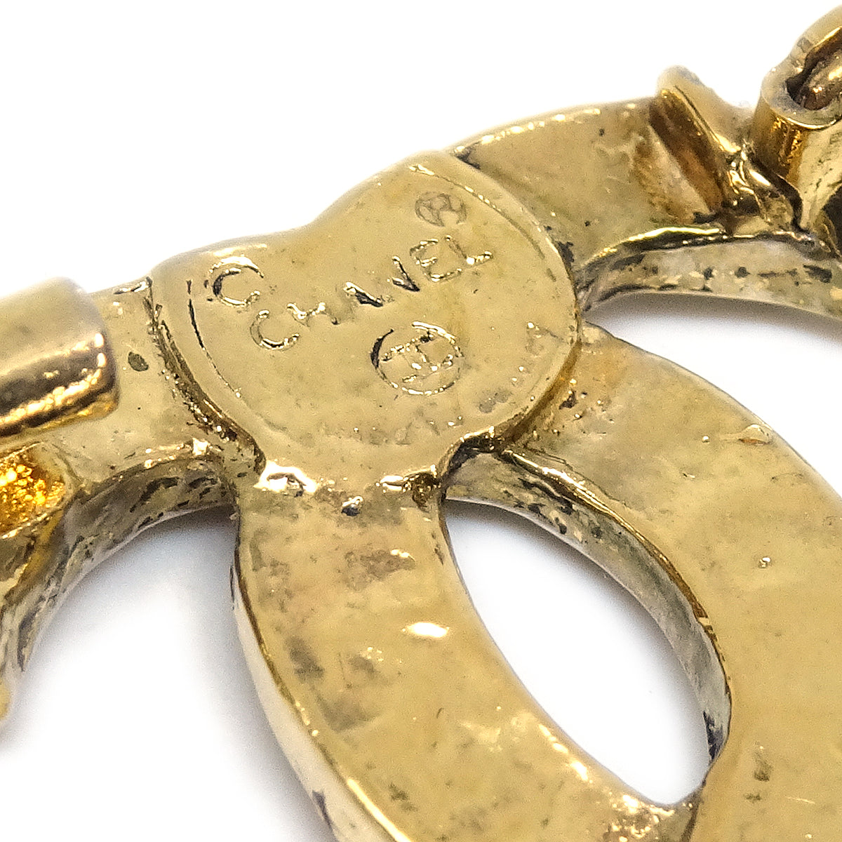 CHANEL Crystal & Gold CC Brooch Pin Gold 97547