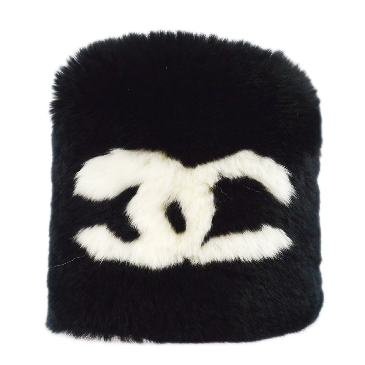 CHANEL Fur Bracelet Wristband Black 97599