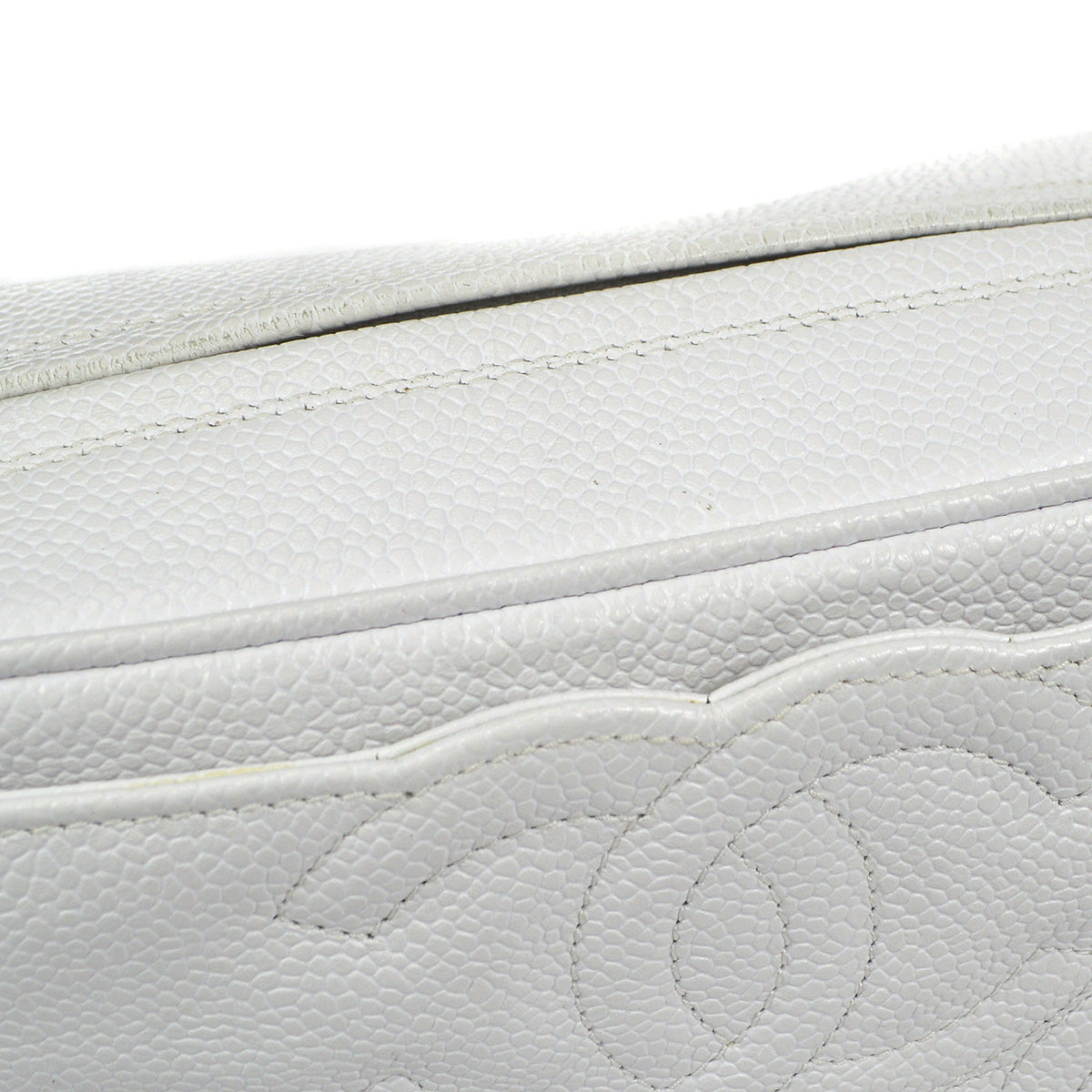 CHANEL 1994-1996 Triple CC Camera Bag Mini White Caviar 87761