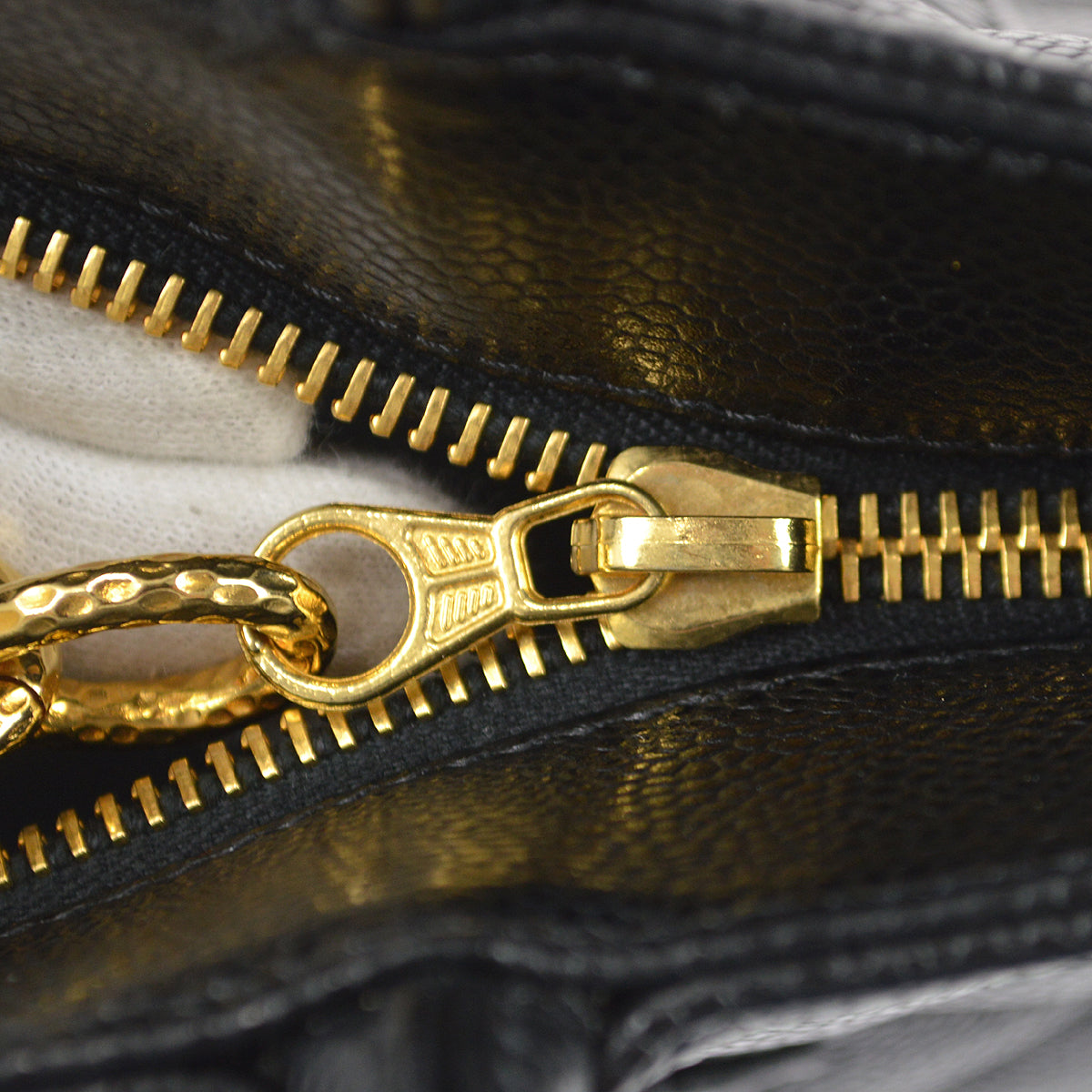 CHANEL Medallion Tote Handbag Black Caviar 67911