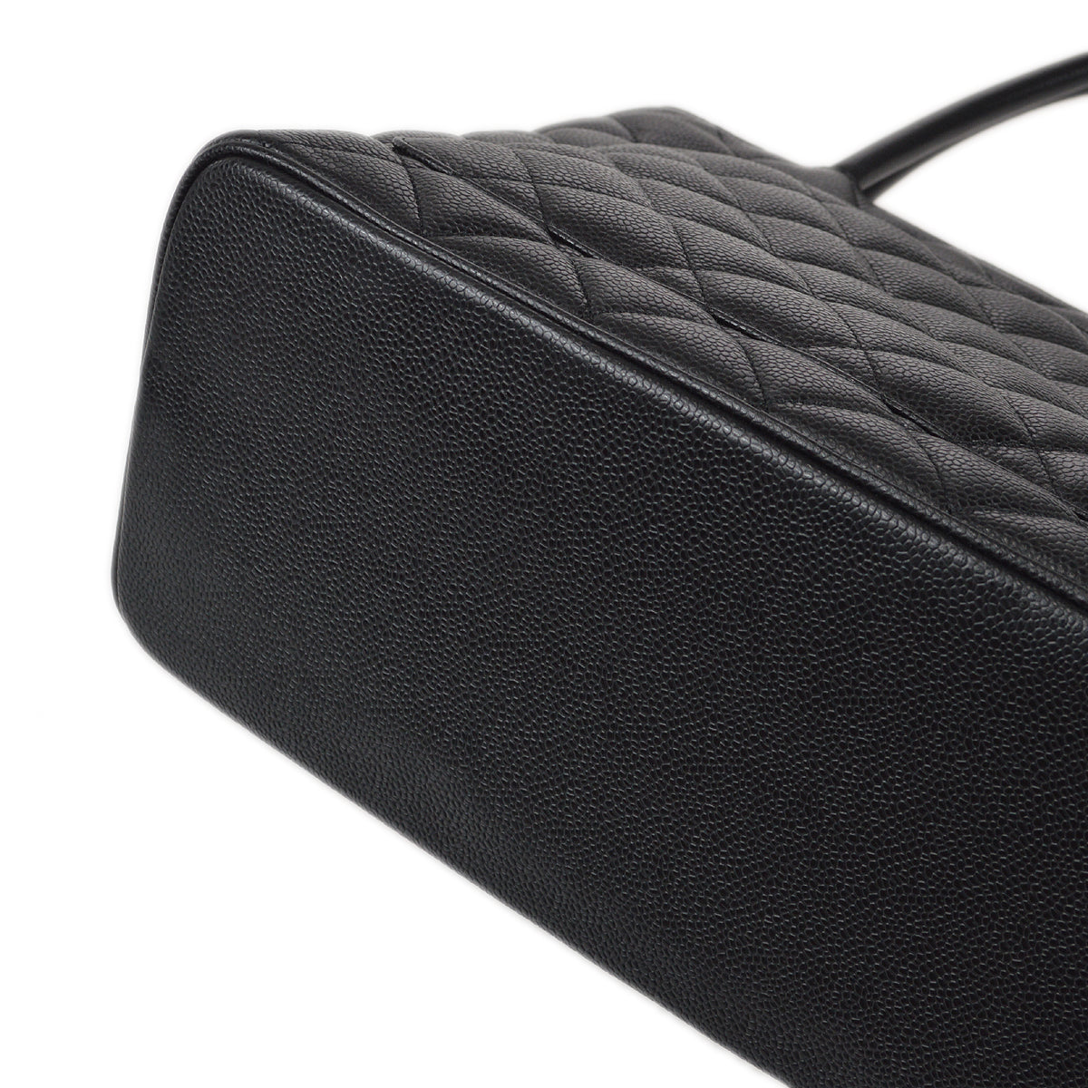 CHANEL Medallion Tote Handbag Black Caviar 67911