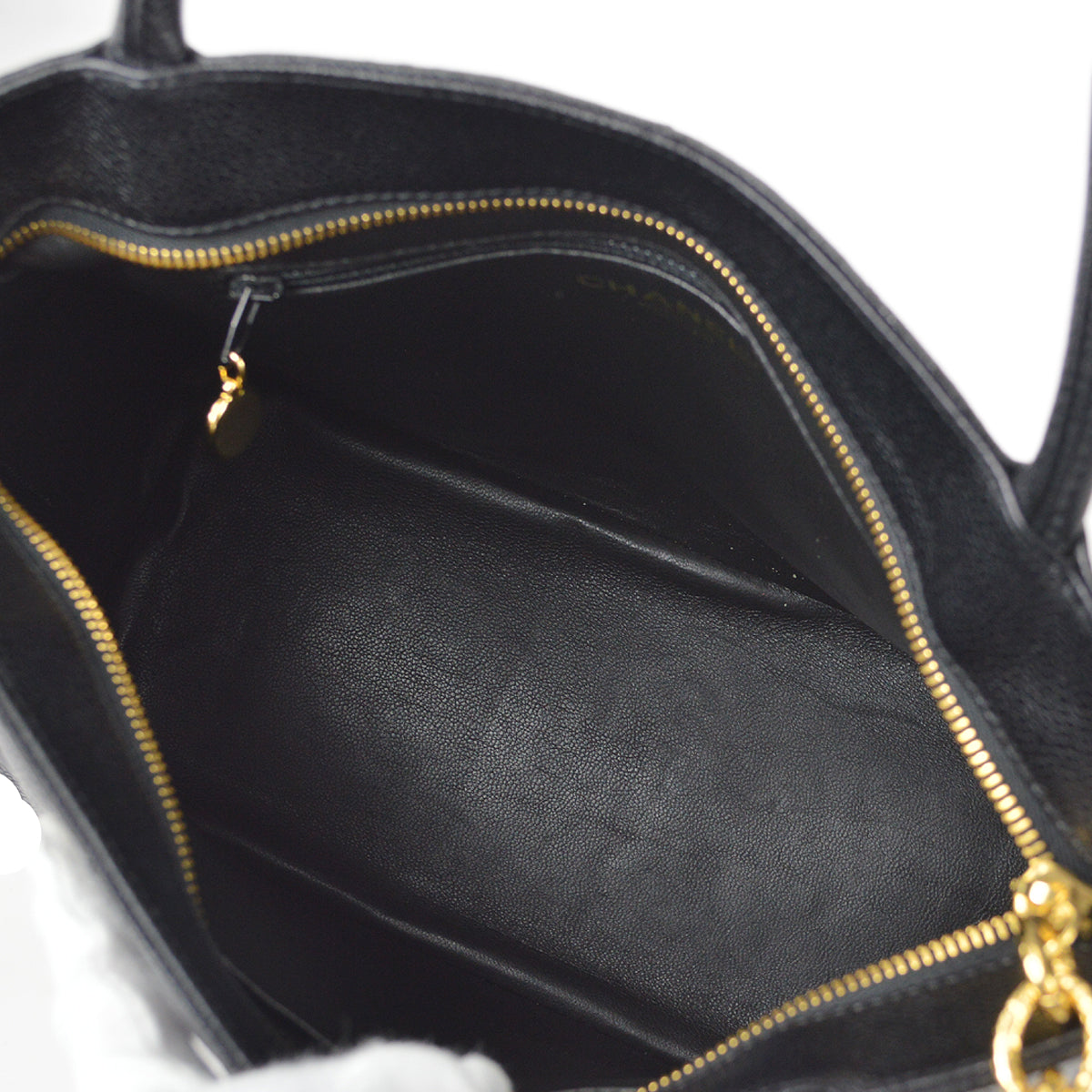 CHANEL Medallion Tote Handbag Black Caviar 67911