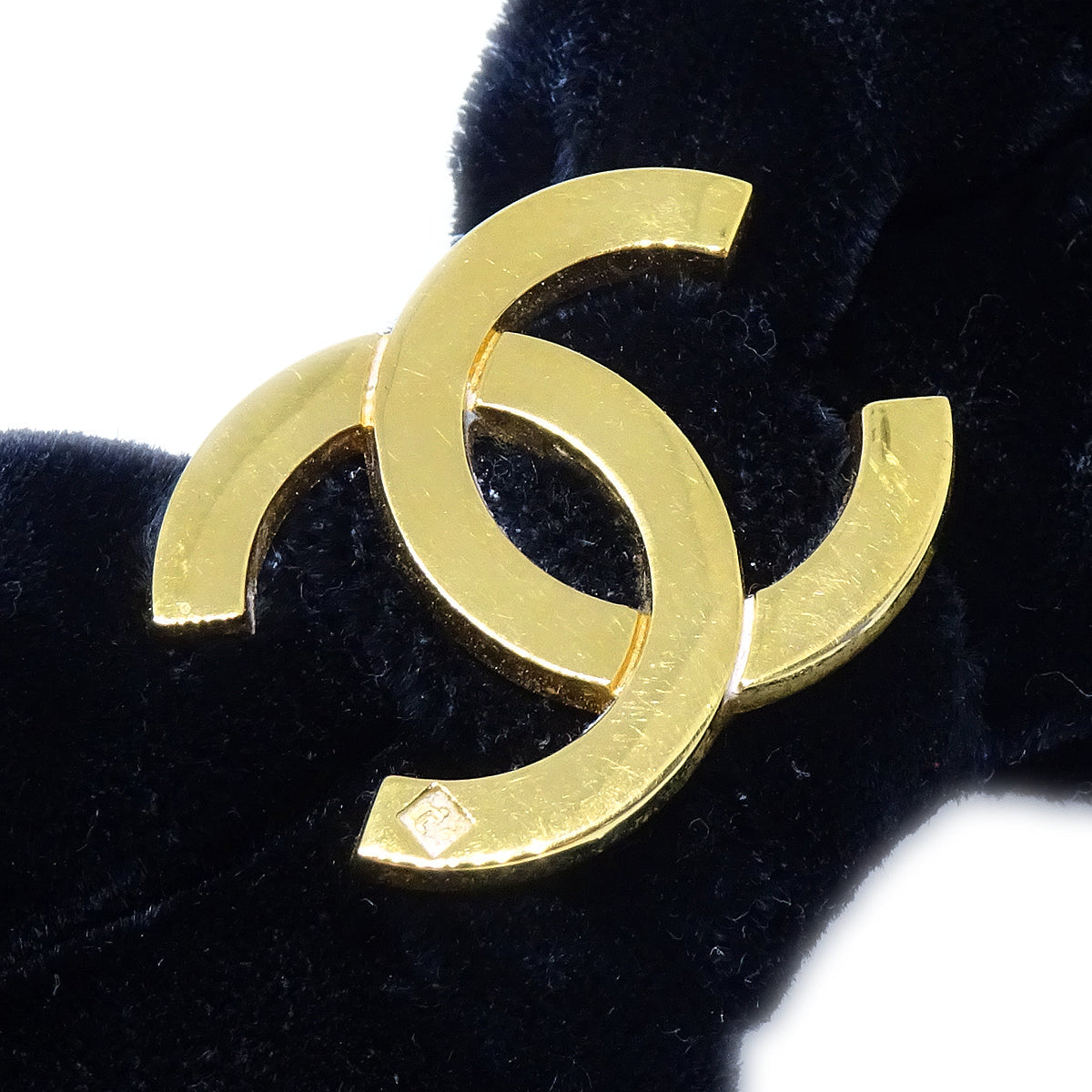 CHANEL Bow Hair Barrette Black Velvet 67939