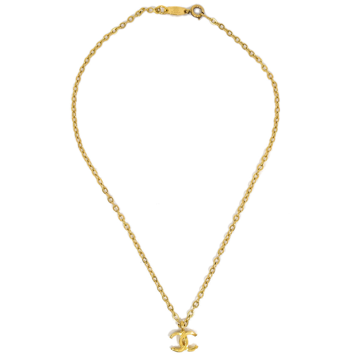 CHANEL Mini CC Gold Chain Pendant Necklace 1982/376 68013