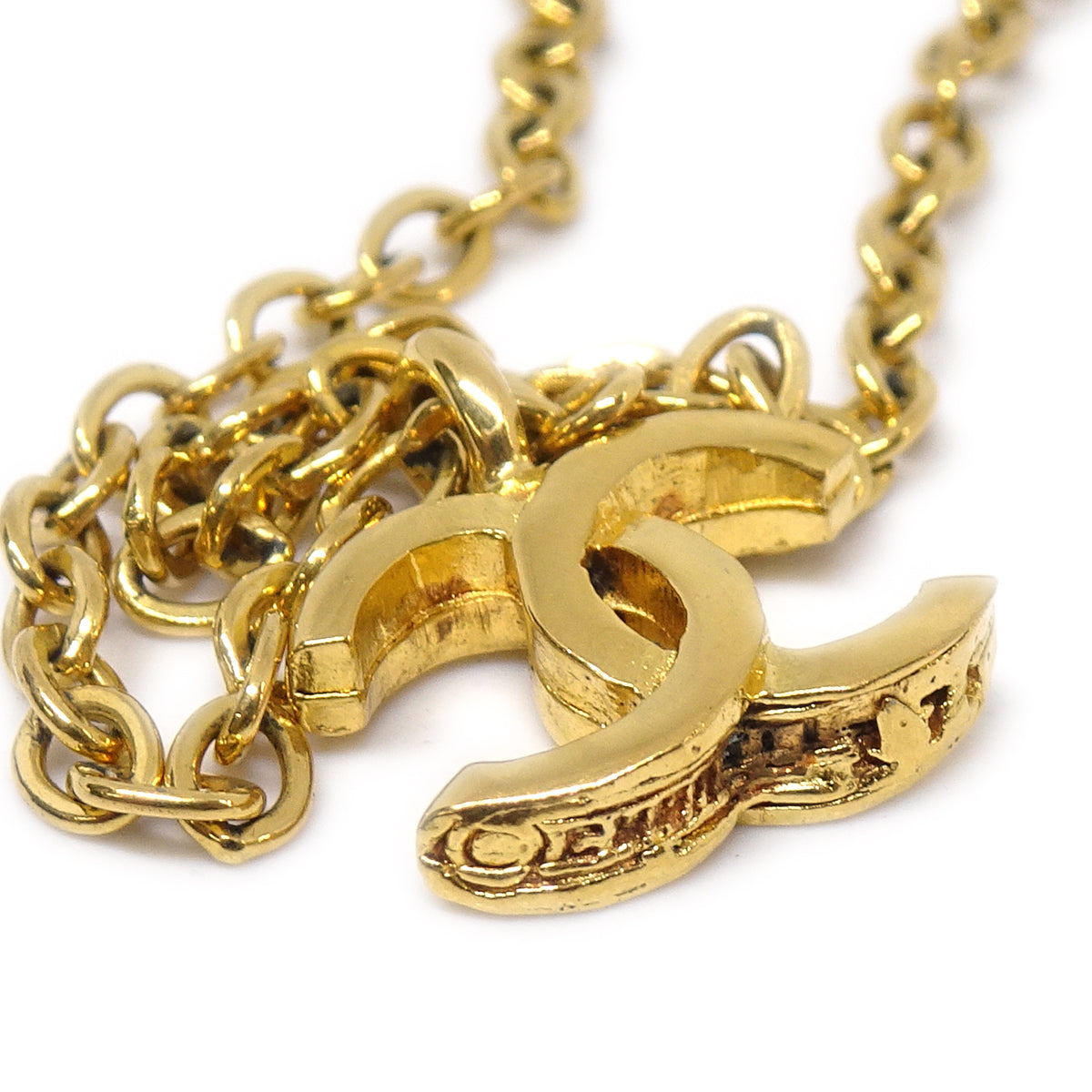 CHANEL Mini CC Gold Chain Pendant Necklace 1982/376 68013