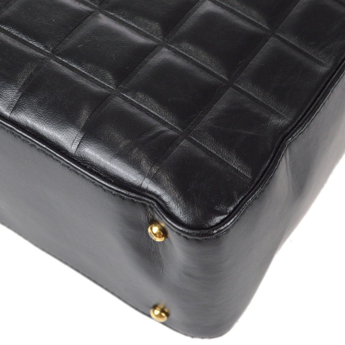 CHANEL Choco Bar Shoulder Bag Black Lambskin 78152