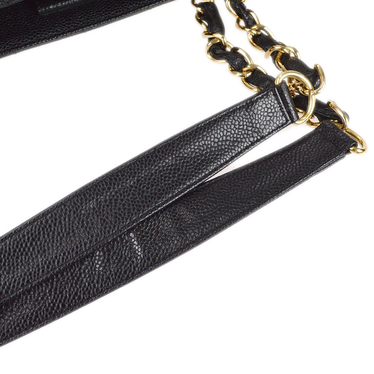 CHANEL Petite Shopping Tote PST Chain Tote Handbag Black Caviar 78552