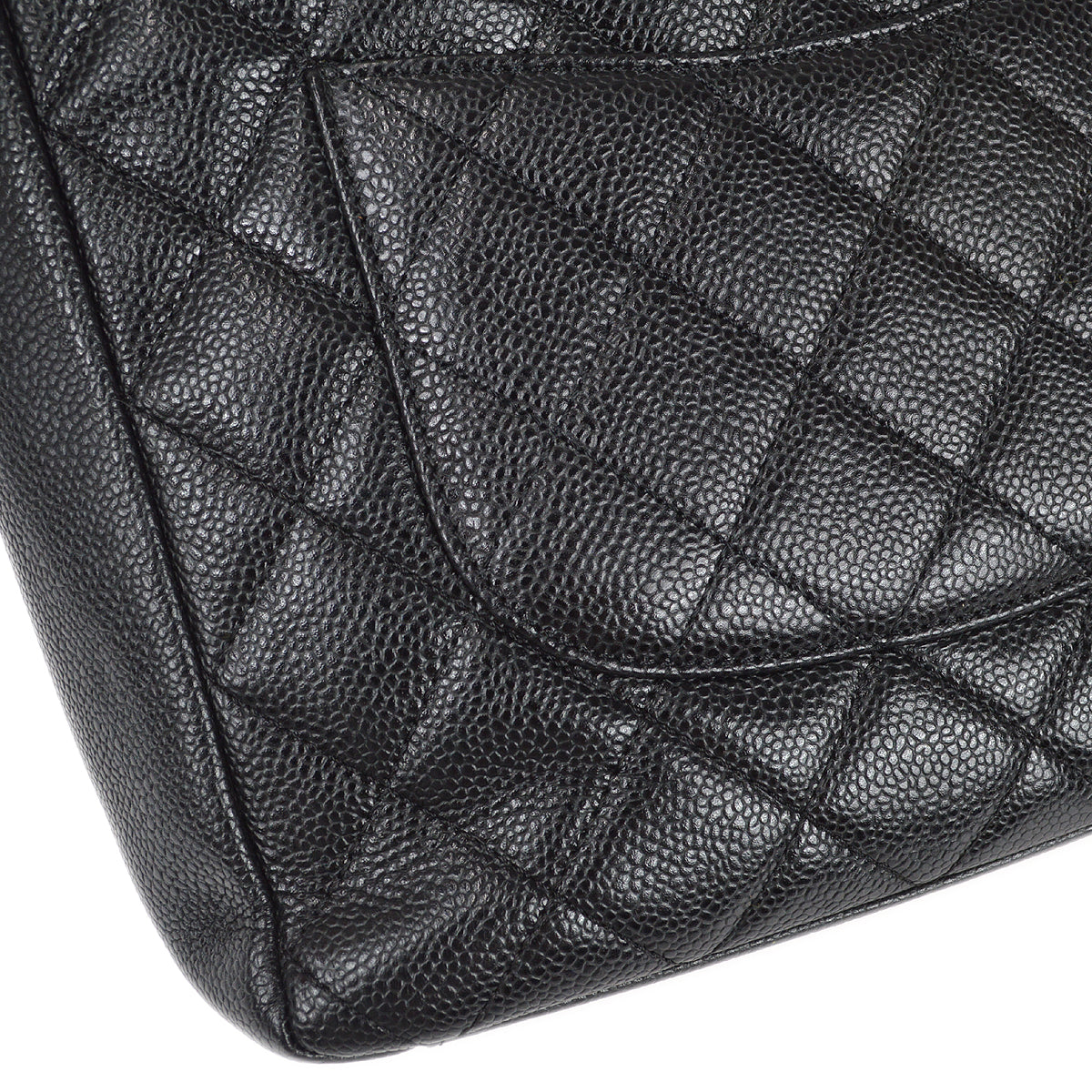 CHANEL Petite Shopping Tote PST Chain Tote Handbag Black Caviar 78552