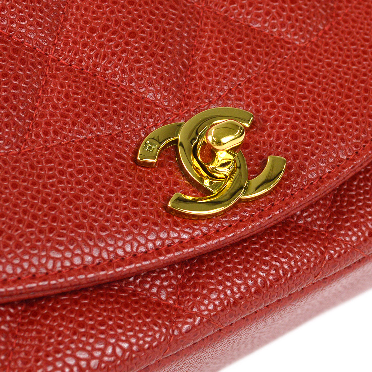 Chanel 1994-1996 Small Diana Chain Shoulder Bag Red Caviar