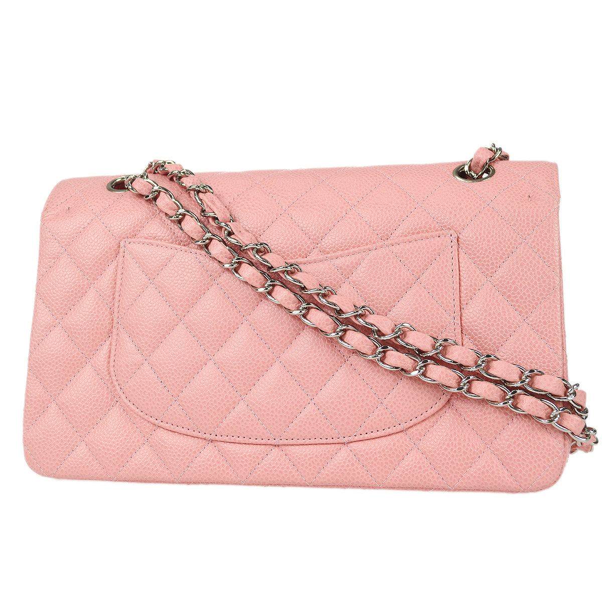 CHANEL Classic Double Flap Medium Shoulder Bag Pink Caviar 78592