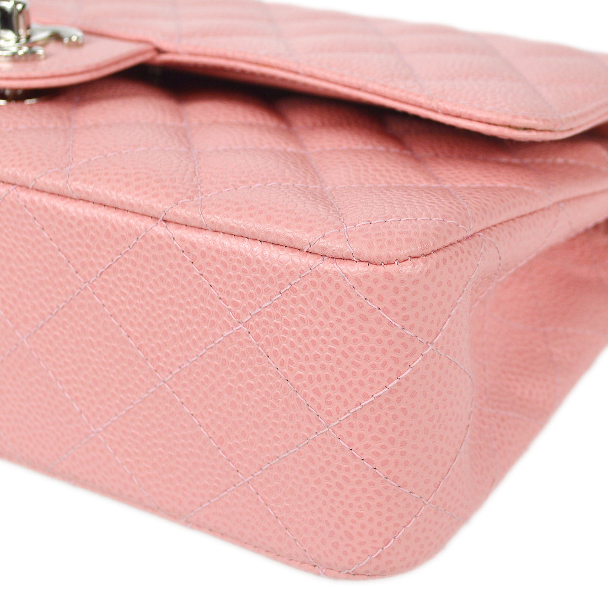 CHANEL Classic Double Flap Medium Shoulder Bag Pink Caviar 78592
