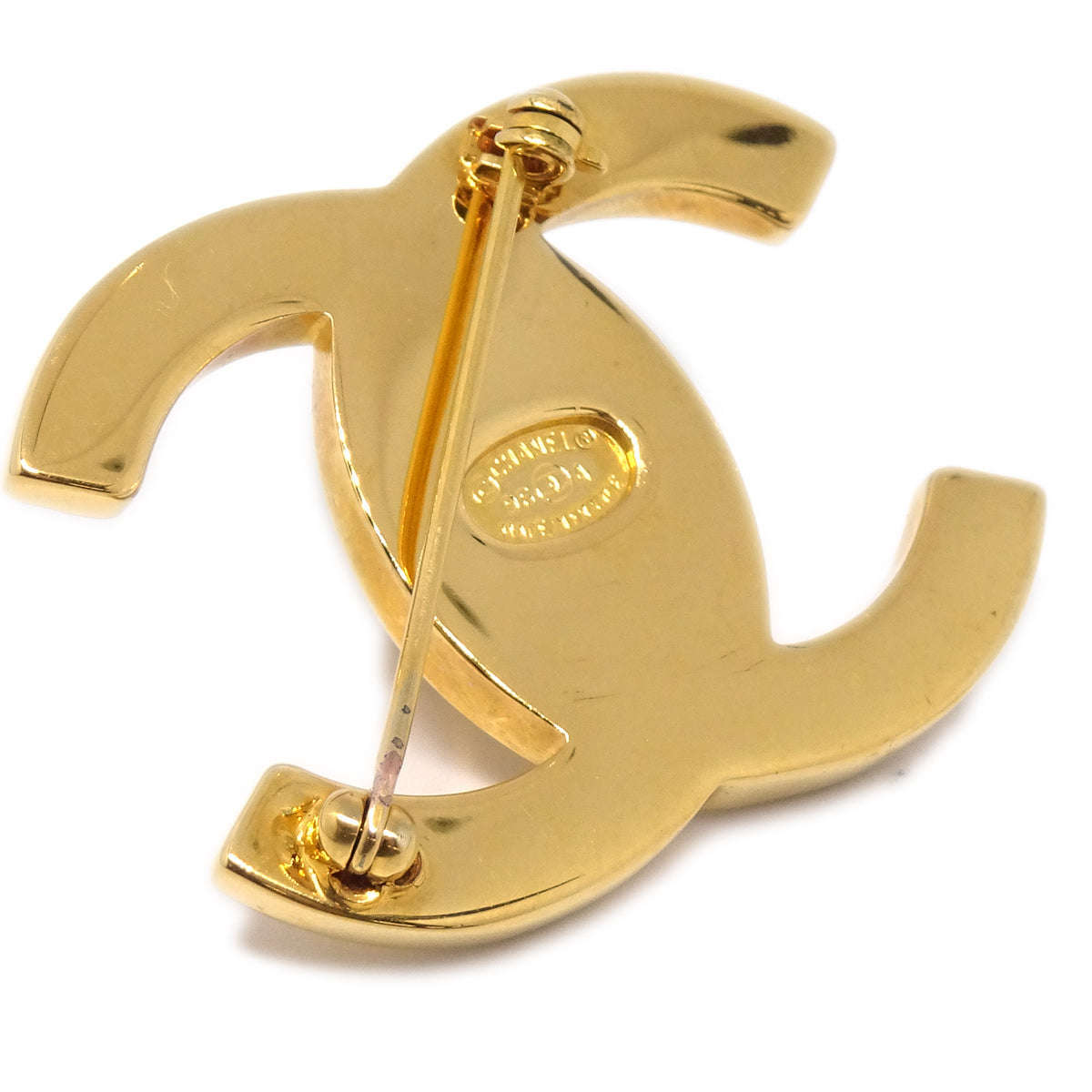 CHANEL Turnlock Brooch Pin Gold 96A 78648