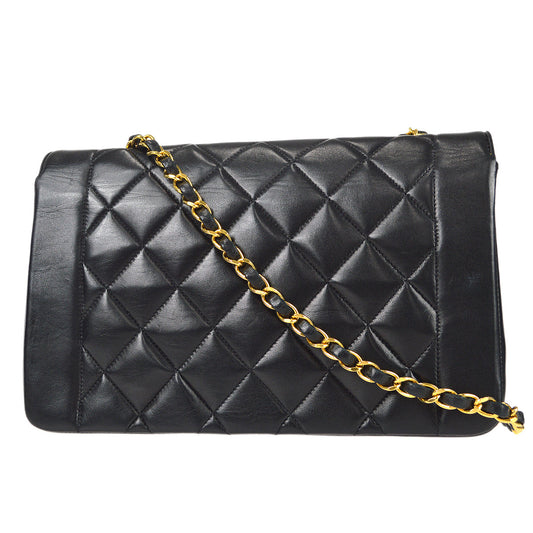 CHANEL Medium Diana Chain Shoulder Bag Black Lambskin 97552