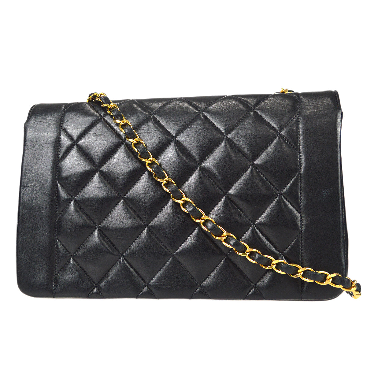 CHANEL Medium Diana Chain Shoulder Bag Black Lambskin 97552