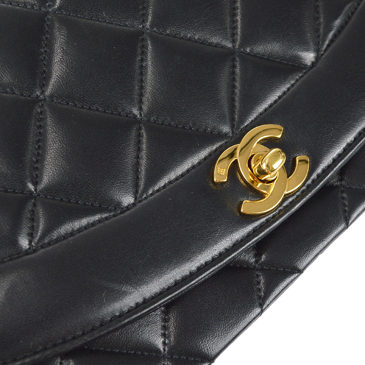 CHANEL Medium Diana Chain Shoulder Bag Black Lambskin 97552