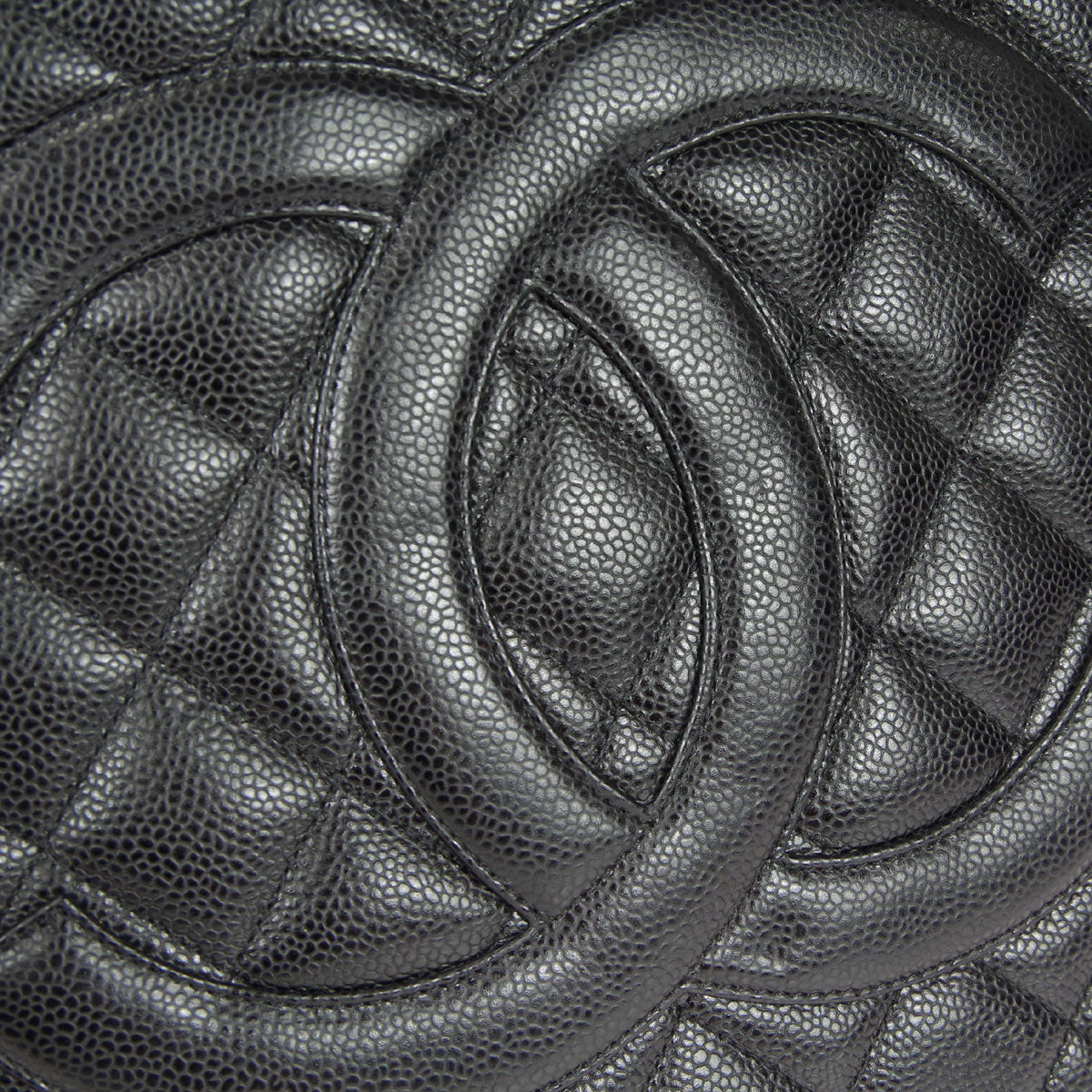 CHANEL Medallion Tote Handbag Black Caviar 68796