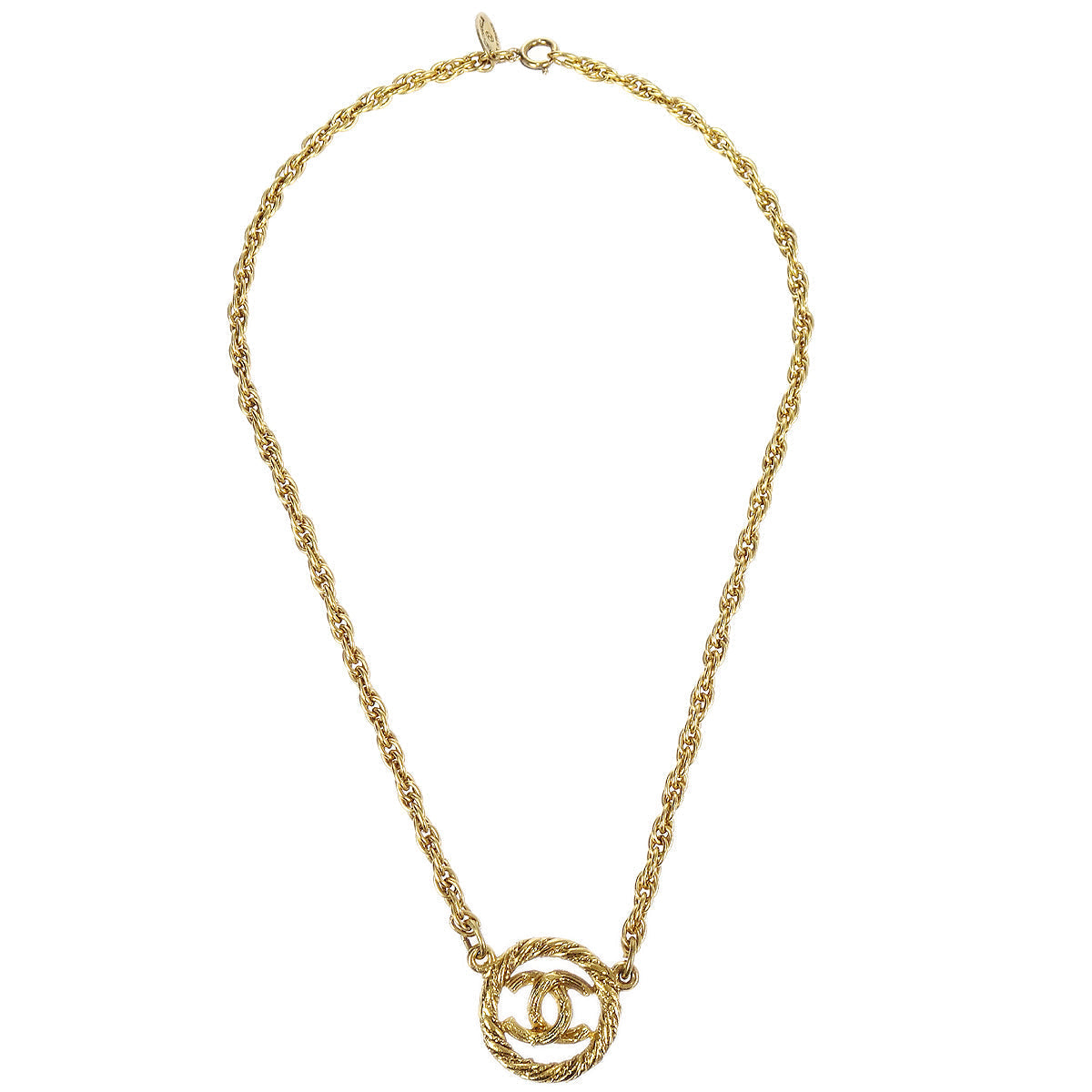 CHANEL Medallion Gold Chain Pendant Necklace 78649
