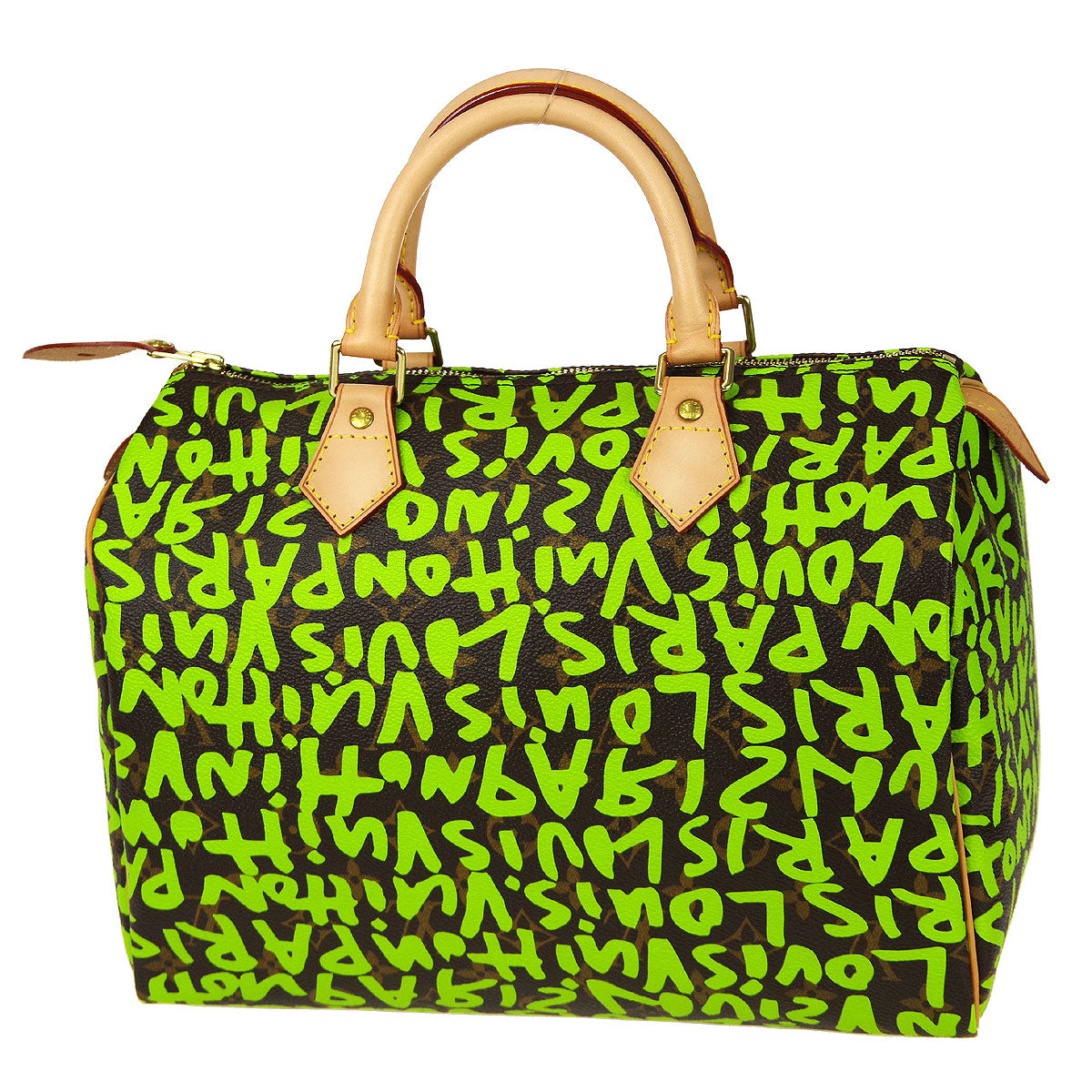 LOUIS VUITTON Speedy 30 Handbag Monogram Graffiti Green M93706 78734